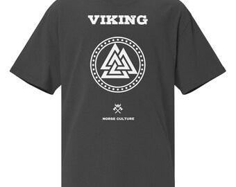 Vintage oversized tee,  Vegvisir Amulet Design and Norse runes, faded style