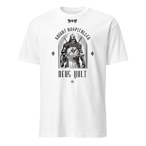 Knights Hospitaller T-Shirt | Medieval Crusader &quot;Deus Vult&quot; Design with Unique Details of the Christian Order