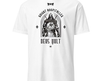 Knights Hospitaller T-Shirt | Medieval Crusader "Deus Vult" Design with Unique Details of the Christian Order