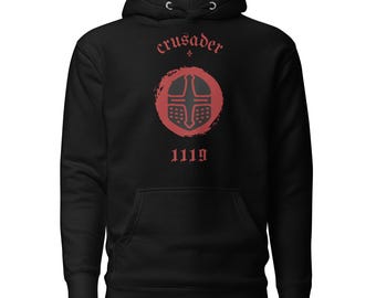 KNIGHTS TEMPLAR Hoodie ,Symbolic Design with the year of the founding of the Order of the Temple