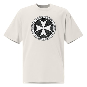 Oversized T-shirt with faded effect of the Knights Hospitaller | Historical emblem | Maltese cross