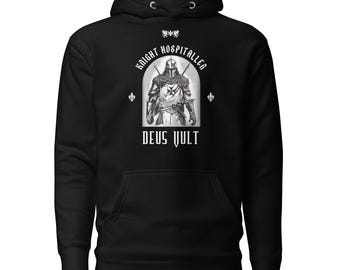 Knights Hospitaller Hoodie | Medieval Crusader "Deus Vult" Design with Unique Details of the Christian Order