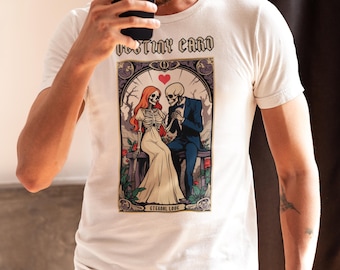 Lovers Tee with destiny card, skull design in astrological chart