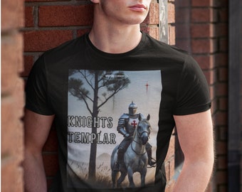 Knights Templar, The Legacy of Honor in this T-shirt with a landscape of the Middle Ages