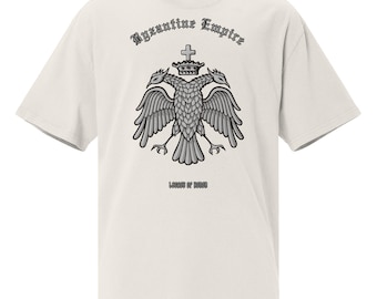 Faded oversized BYZANTINE T-shirt with the design of the Double-Headed Eagle of the Eastern Roman Empire