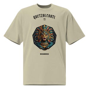 Oversized faded tee QUETZALCOATL, the FEATHERED SERPENT, the Aztec God of Mesoamerican Culture