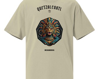 Oversized faded tee QUETZALCOATL, the FEATHERED SERPENT, the Aztec God of Mesoamerican Culture