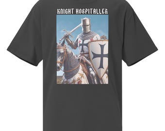Oversized faded t-shirt of the KNIGHTS HOSPITALLER, a symbol of faith, courage, and protection during the crusades