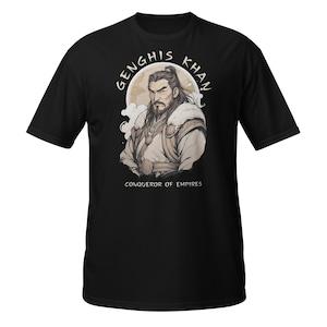 Genghis Khan Tee, Legendary Mongol Emperor in a Unique Exclusive Vintage Design of Medieval History and Culture