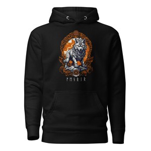 Moda kultury nordyckiej: wysokiej jakości bluza z motywem wilka fenrira, mitologia nordycka, bluza z kapturem Wikingów, szybka wysyłka!!