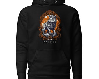 Norse Culture Fashion: Quality sweatshirt with fenrir wolf design, Norse mythology, Viking hoodie, fast shipping!!