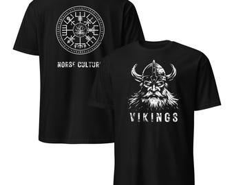 Viking Warrior and Compass T-Shirt | Norse Mythology | Nordic Heritage | Scandinavian Cotton T-Shirt