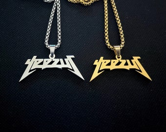 Corrente com logotipo do álbum Yeezus, colar de aço inoxidável prateado e dourado, rapper Yeezus, presente de hip hop, corrente resistente e durável