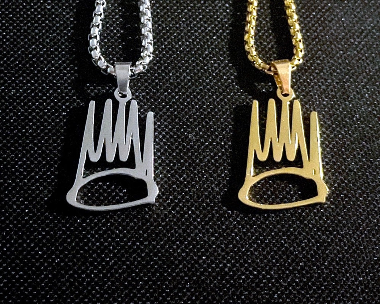 Cole Crown Chain, Silver Golden Stainless Steel Necklace Rapper Cole ...
