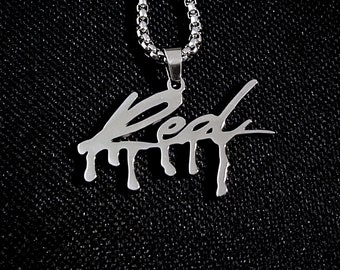 Red Chain, Silver Stainless Steel Necklace American Rapper Hip Hop Carti Album Gift, sturdy and durable chain