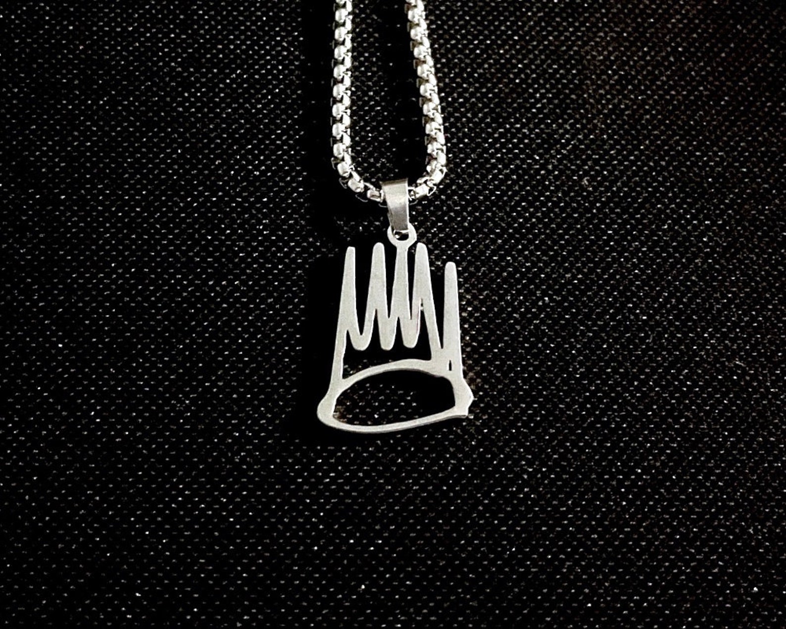 Cole Crown Chain, Silver Golden Stainless Steel Necklace Rapper Cole ...