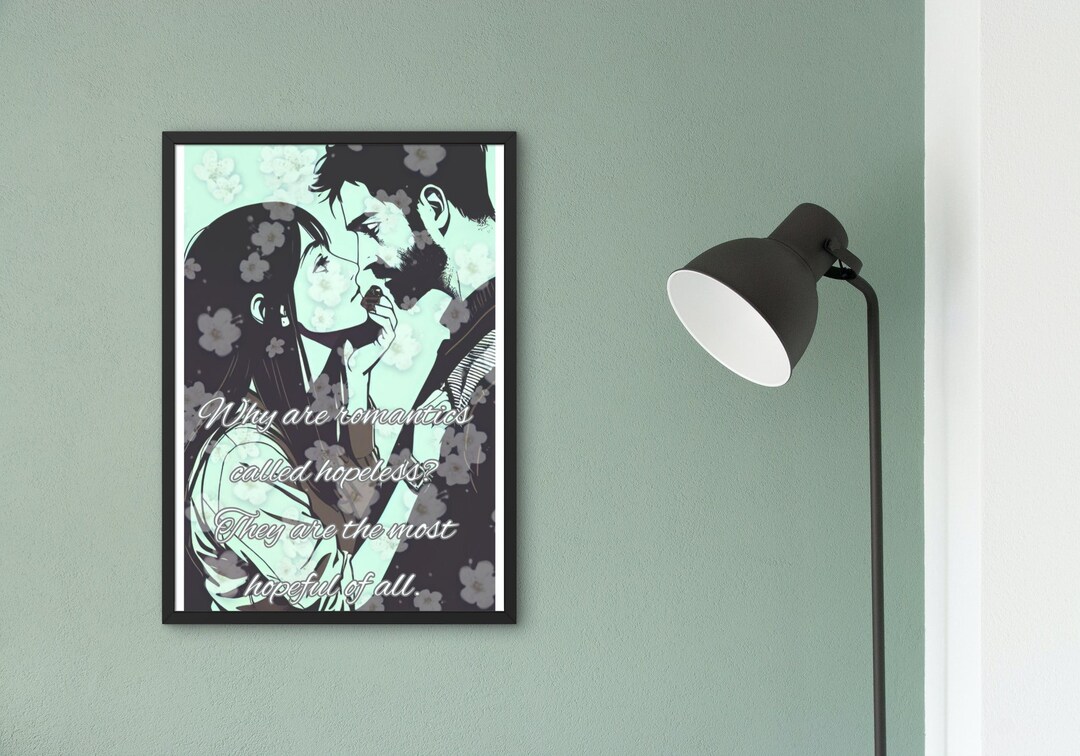 Romantic Wall Decor, Instant Download, Hopeless Romantic, Poem, Couple