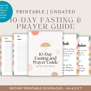 Paquete de guía de oración y ayuno de 10 días con tarjetas de oración diarias: viaje espiritual, ayuno cristiano de Cuaresma, descarga digital instantánea