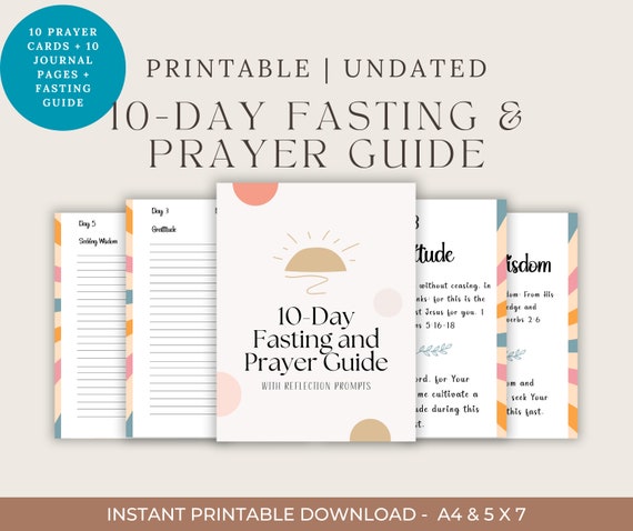 10-Day Fasting and Prayer Guide Package with Daily Prayer Cards - Spiritual Journey, Lent Christian Fasting, Instant Digital Download