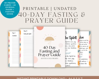 40-Day Fasting and Prayer Guide Package with Daily Prayer Cards - Spiritual Journey, Lent Christian Fasting, Instant Digital Download