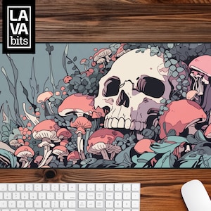 Pastel Goth Desk Mat Skull Mushroom Desk Pad Deskmat XL Mouse Pad TCG Playmat Pastel Mousepad Goth Mouse Pad