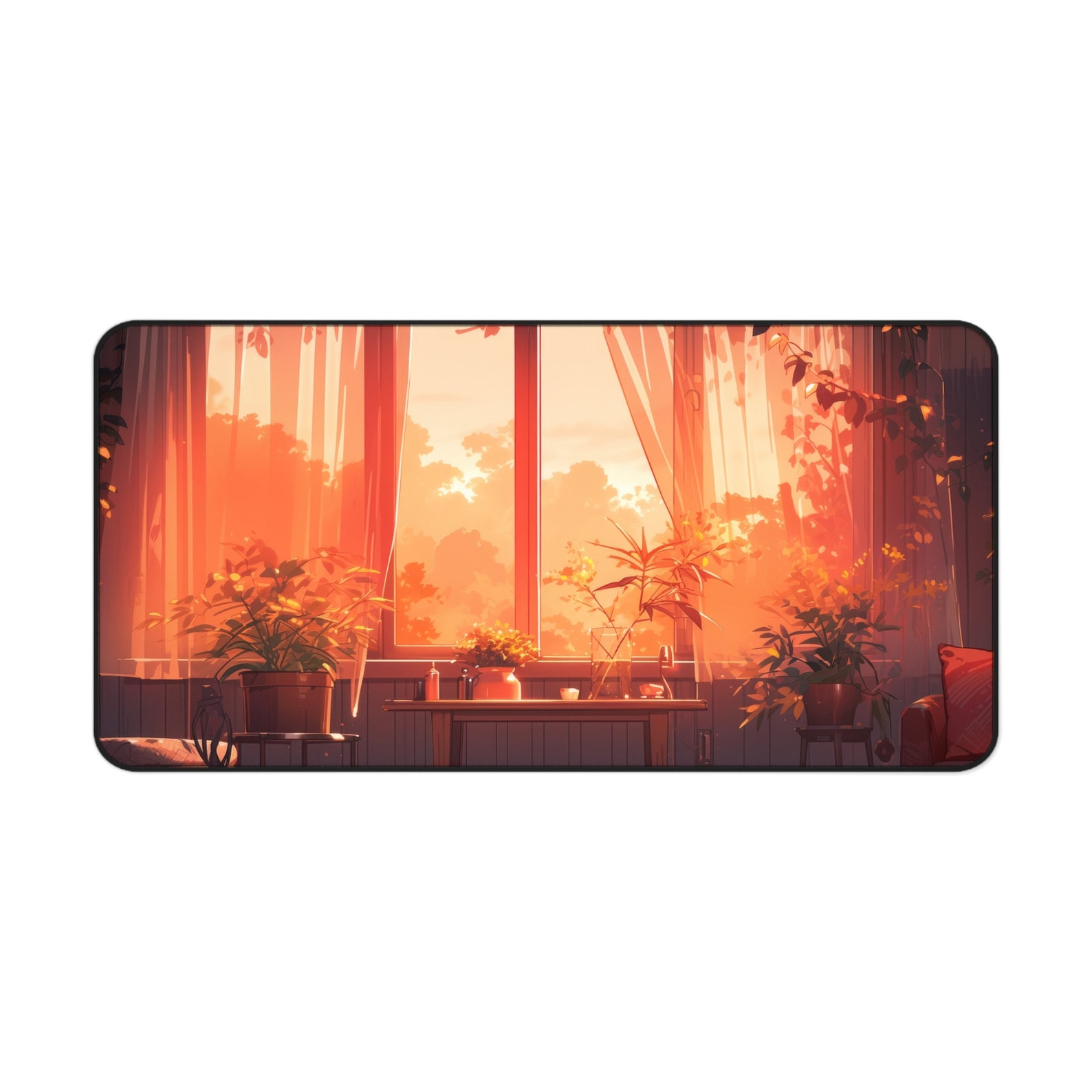 Cozy Scenic Desk Mat Aesthetic Deskmat Lofi XL Mousepad Plants Desk Mat ...