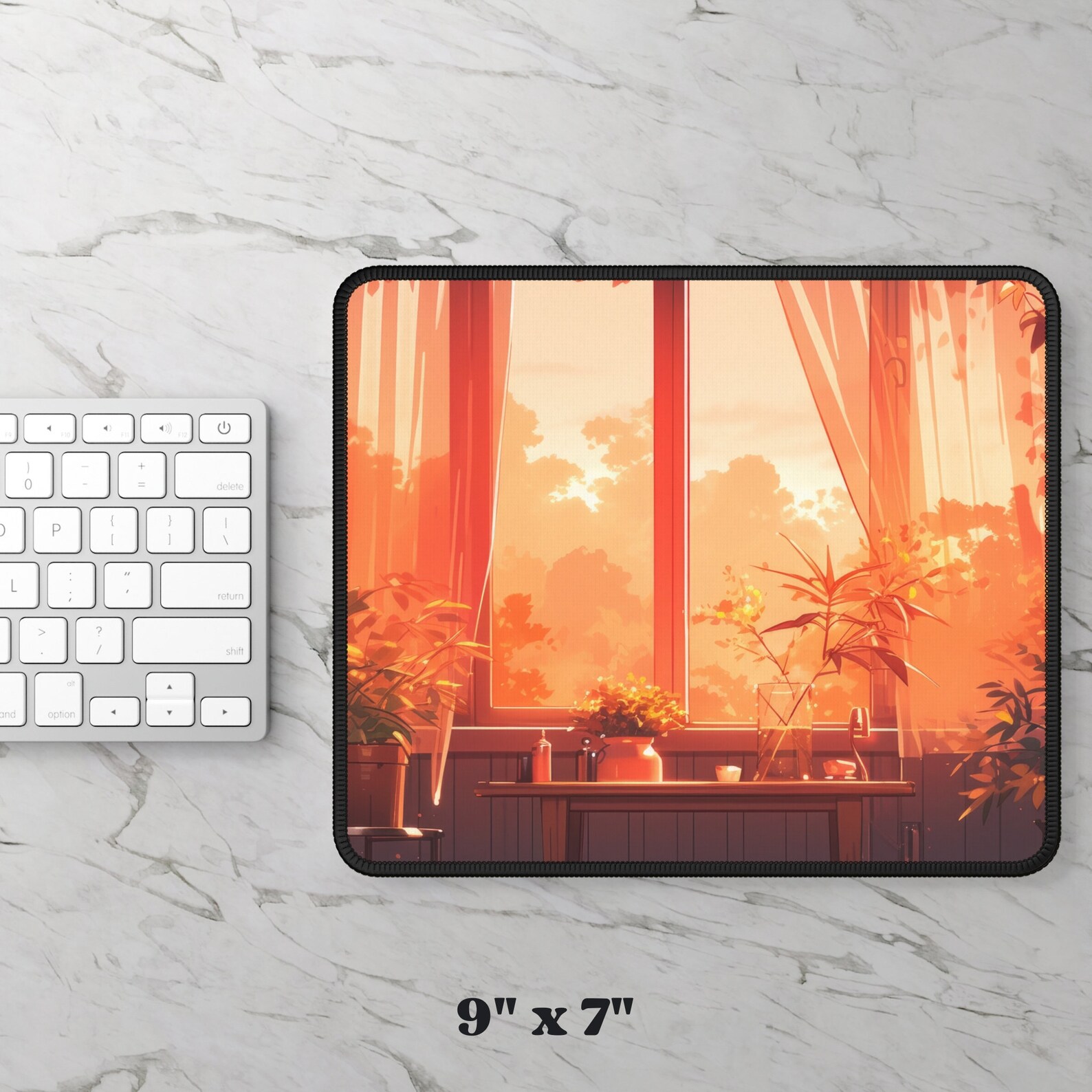 Cozy Scenic Desk Mat Aesthetic Deskmat Lofi XL Mousepad Plants Desk Mat ...