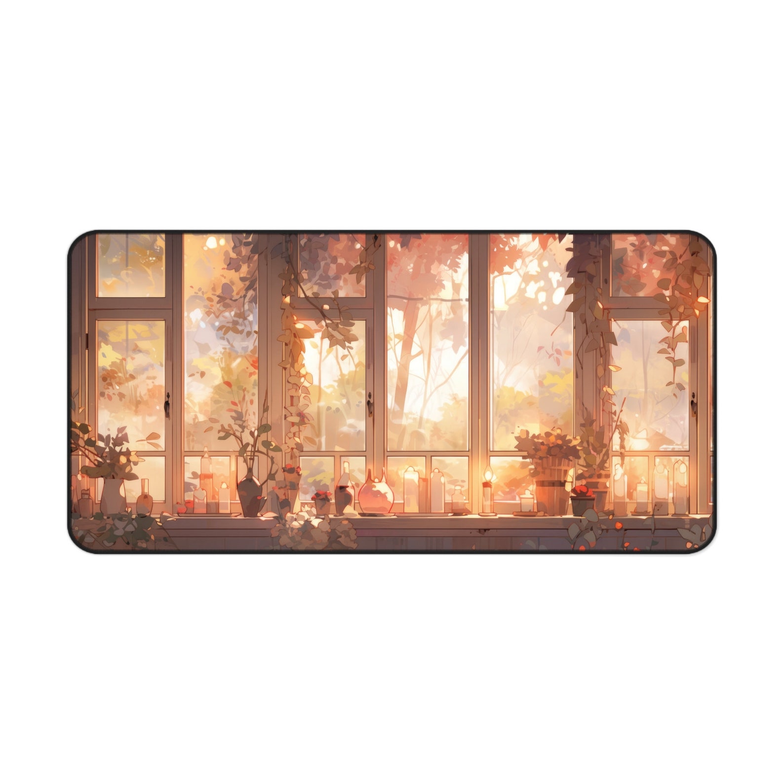 Cozy Scenic Desk Mat Aesthetic Deskmat Lofi XL Mousepad Plants Desk Mat ...