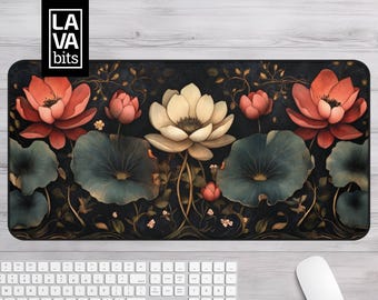 Floral Cottagecore Desk Mat | Art Nouveau Botanical Mousepad