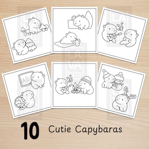 Cute Capybara Coloring Pages, Printable Coloring Pictures, Easy Coloring Pages, Capybara Colouring Book Printables Simple Coloring Pages