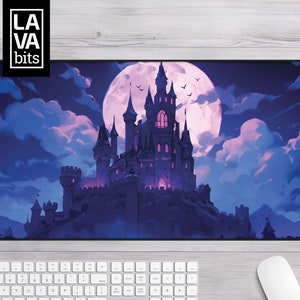 Purple Fantasy Desk Mat Mousepad Desk Pad for Gaming, Office Decor, TCG Playmat & Gamer Gift | Goth, Moon Inspired Custom Desk Mat Aesthetic