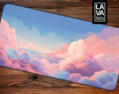 Lo-fi Desk Mat Clouds Pastel Color Palette XL Mousepad Lo-fi Aesthetic Light Pastel Colors Lo Fi Desk Mat Aesthetic