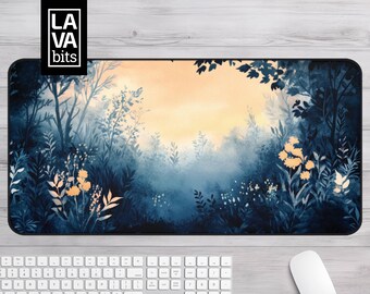 Cottagecore Desk Mat | Botanical Floral Design, Extended Mousepad