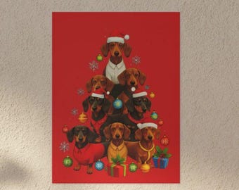 Christmas Dachshund Canvas Art, Holiday Dog Decor, Christmas Wall Art, Pet Lovers Gift, Dog-Themed Artwork, Christmas Dog Art, Dachshund Art
