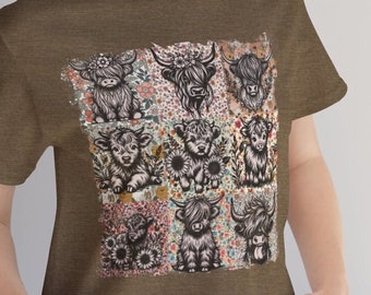 Highland Cow Tee, Highland Cow T-Shirt, Western Cow Shirt, Cowgirl Shirt, Country T-Shirt, Cute Cow Shirt, Highland Cow Graphic Tee
