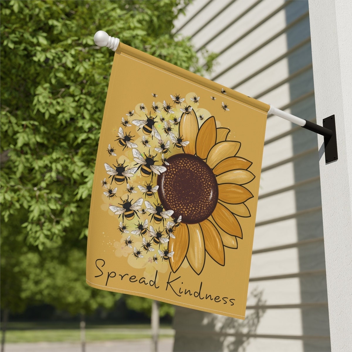 Sunflower Garden Banner, Sunflower Garden Flag, Garden Decor, Bumble Bee Garden Decor, Sunflower Decor, Patio Decor, Bumble Bee Garden Flag