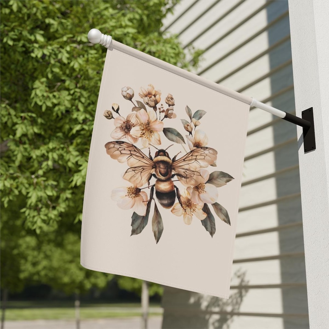Summer Garden Decor Summer Garden Banner Bee Flag Floral Flag