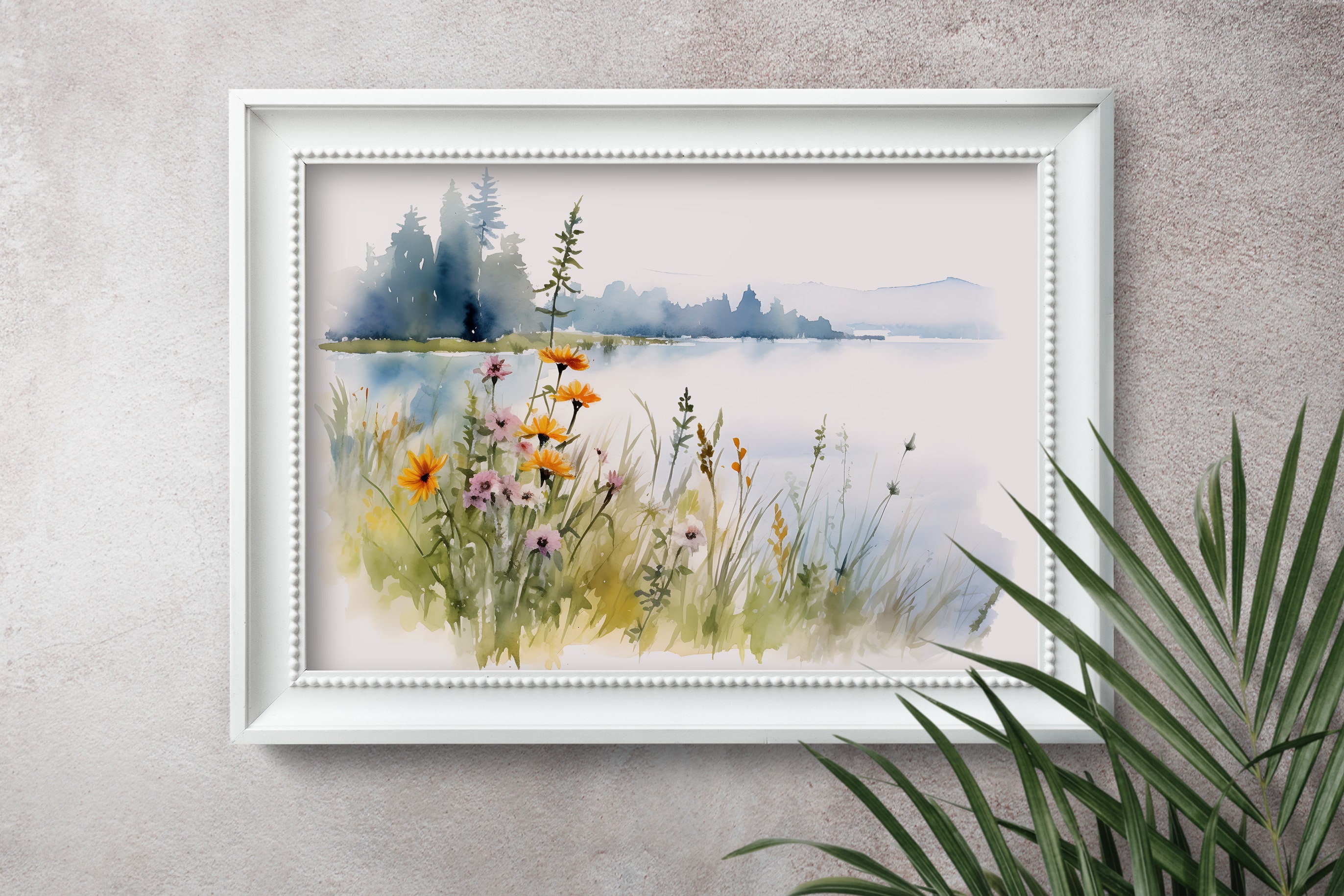 Contemporary Split Wall Art Set of 2 Spring Wildflower Pattern Etsy