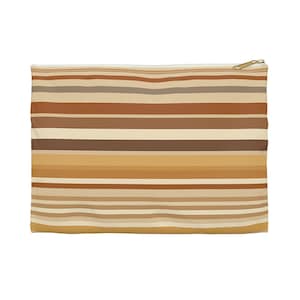 Accessory Pouch brown and orange stripes travel case cosmetic bag pencil case