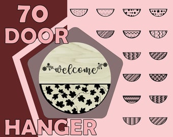70 Door Hanger Bundle + 10 Wellcome Text, Farmhouse Round Wood Sign , Svg-Ai-Png-Dxf, For Laser Cutting, For Paint Stencil, For Viny Cutting