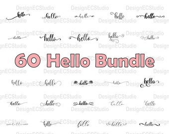 60 Hello SVG Bundle, Hello Cut File, door mat svg, door sign svg,Ai, Svg, Png, Dxf, For Laser Cutting Machine Pattern, For Vinyl Cutting