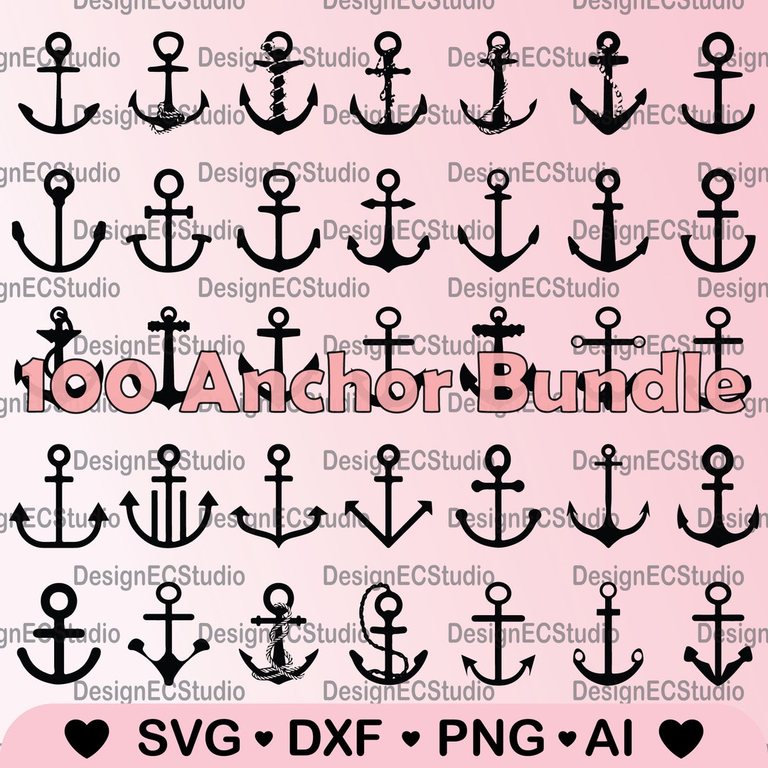 100 Anchor Svg Bundle, Anchor Rope SVG, Anchor Clipart, Anchor Cut File