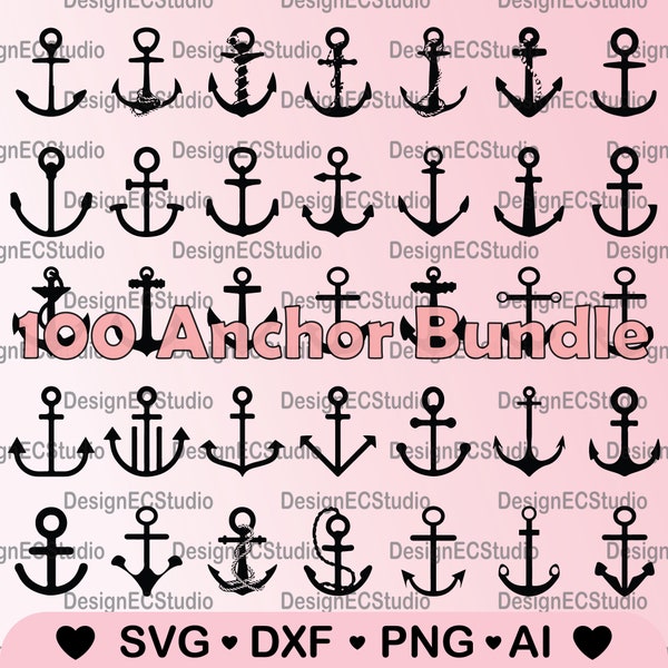 100 Anchor Svg Bundle, Anchor Rope SVG, Anchor ClipArt, Anchor Cut File, Wheel Svg, Boat Anchor Svg, Sailor Svg, Ship Anchor Laser Cut Files