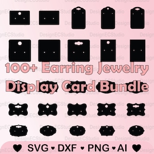 100+ Enorme Earring Sieraden Display Card Bundel, Earring Display Card SVG Bundel, Sieraden Display Card Cut Files, Display Card Template,
