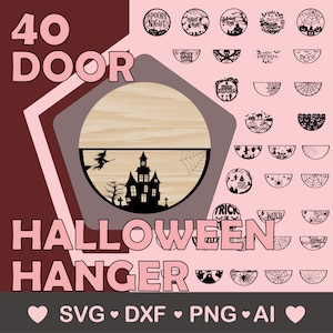 40 Halloween deur Decor sjablonen - Svg, Ai, Dxf, Png-bestanden - Perfect voor lasersnijden en papierbewerking