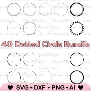 Dotted Circles Frame Cut Files SVG, Dotted Circle Clipart, Dotted Monogram, Circle Frame SVG Files, Circle Border Vector, Vinyl, Laser