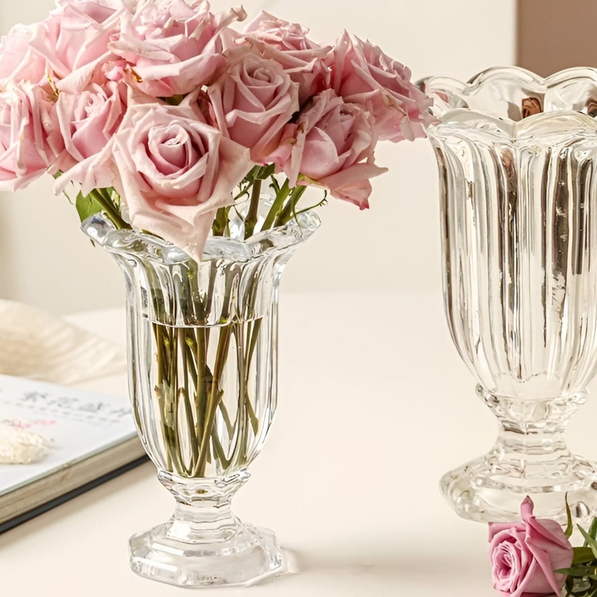 French Style Patterned Glass Vase European Embossed Relief Flower Vase Elegant Room Decoration Vintage Centerpiece Home Welcome Gift for Her - Etsy