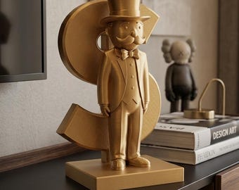 Monopoly Inspired Rich Uncle Dollar Sign Figurine: Luxury Office Desk Decor Sculpture