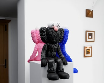 Exklusiv sittande designerkonstleksaksfigur – Urban popkonstskulptur, samlarobjekt för modern heminredning