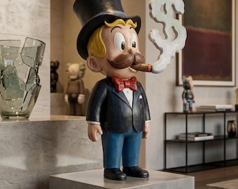 Richie Rich Inspired Statue, Figurine, Money Smoke Dollar Sign, Office Shelf Art (60 cm)